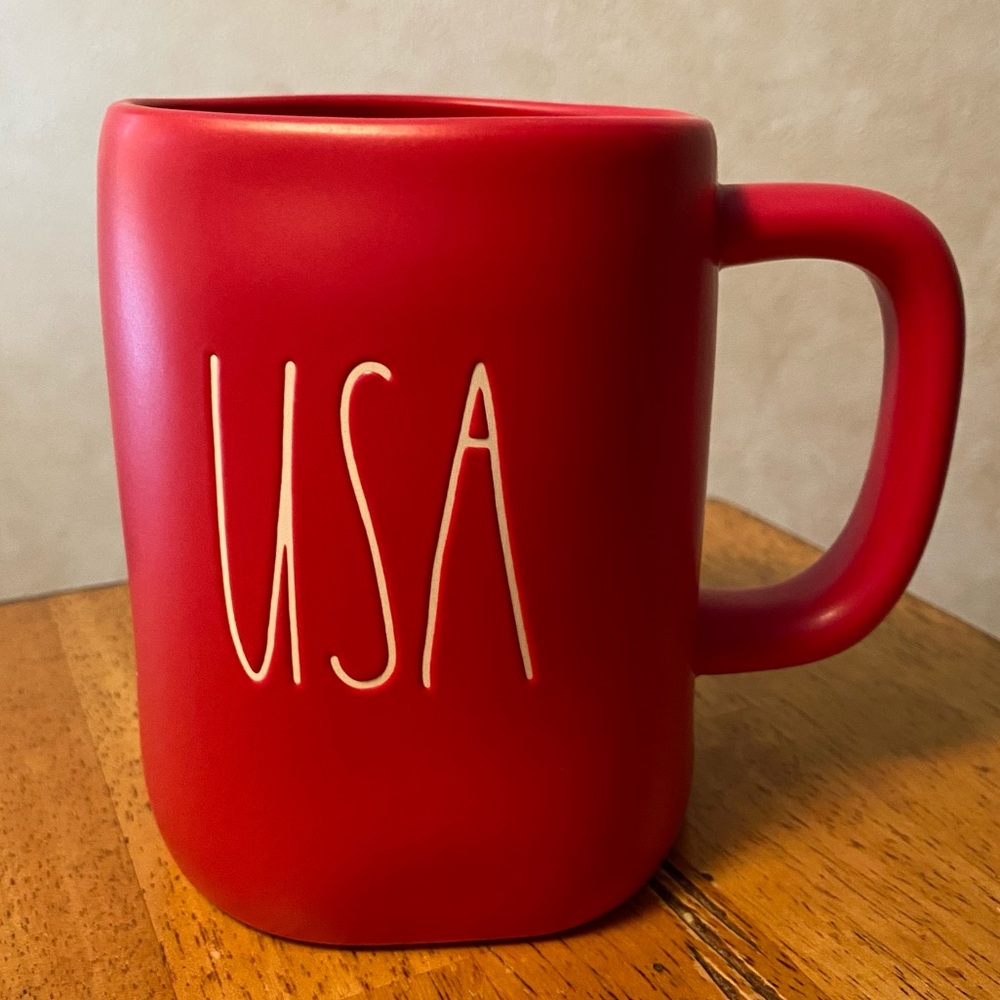 Rae Dunn USA Red Ceramic Coffee Mug NEW!